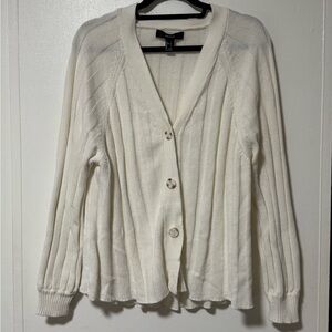 Forever 21 Ivory Ribbed Cardigan
